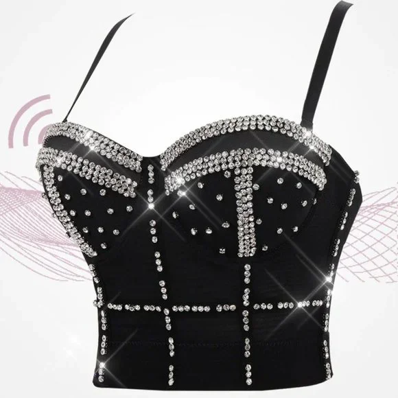 NEW Sparkling Bling Swarovski Crystal Rhinestone Bustier Bra Top + Gift! - Picture 2 of 10